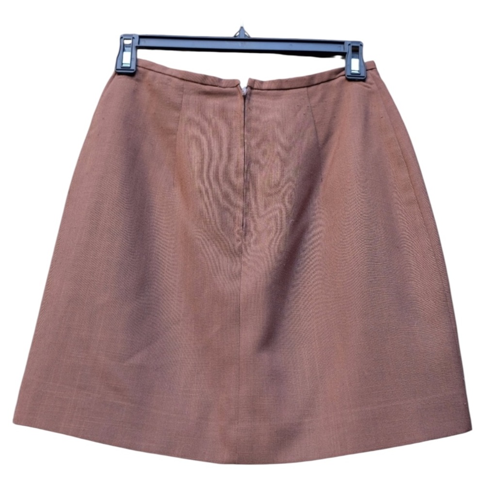 Vintage Brown Linen Lined High Waisted A-Line Mini Skirt - Size Small / 4 - Picture 16 of 16